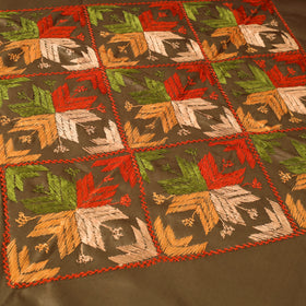Floral phulkari hand embroidered double bedsheet with 2