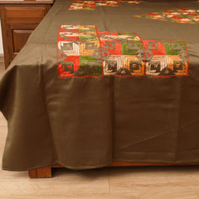 Floral phulkari hand embroidered double bedsheet with 2