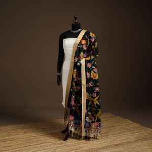 Srikalahasti Pen Work Kalamkari Bangalore Silk Floral Handpainted Dupatta 24