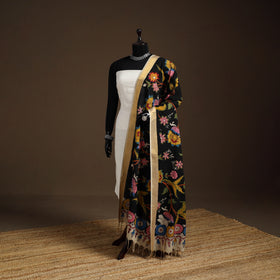 Srikalahasti Pen Work Kalamkari Bangalore Silk Floral Handpainted Dupatta 24