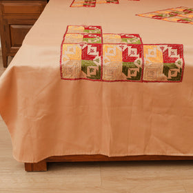 Floral Phulkari Hand Embroidered Double Bedsheet with 2 Pillow Covers Set (108 x 90 in) 04