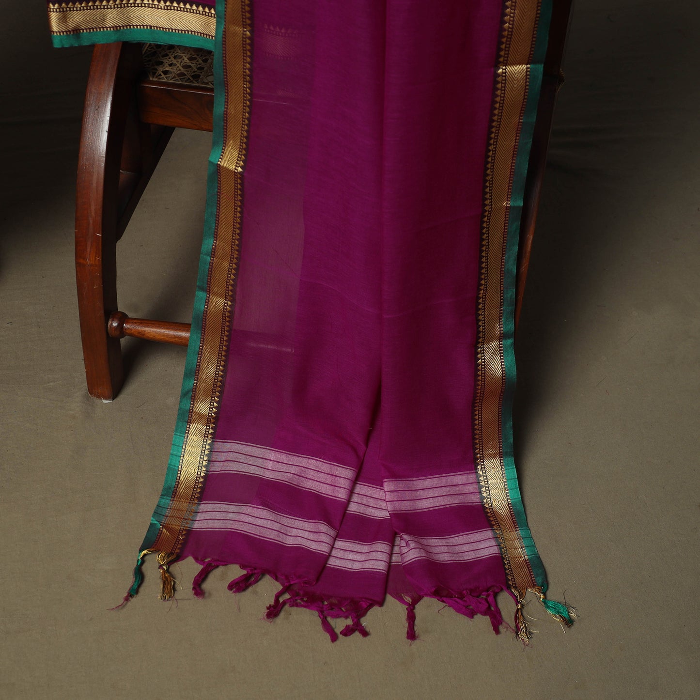 Purple - Dharwad Woven Mercerised Cotton 3pc Unstitched Dress Material Suit Set 43