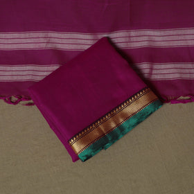 Purple - Dharwad Woven Mercerised Cotton 3pc Unstitched Dress Material Suit Set 43
