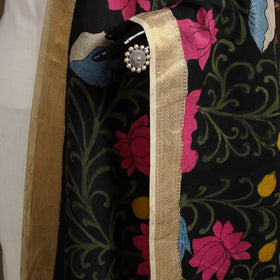 Srikalahasti Pen Work Kalamkari Bangalore Silk Floral Handpainted Dupatta 25