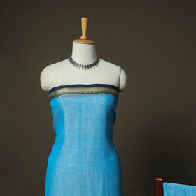 Blue - Dharwad Woven Mercerised Cotton 3pc Unstitched Dress Material Suit Set 44