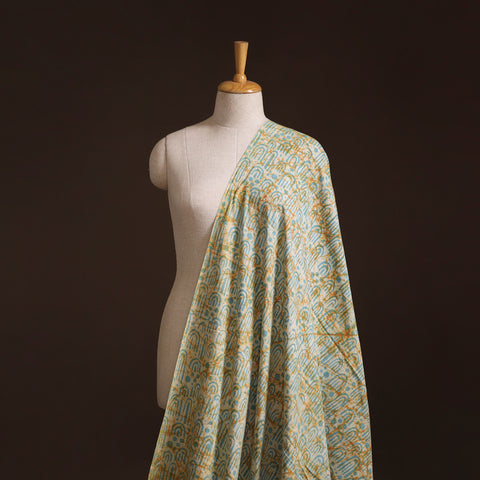 Green - Kutch Hand Batik Print Pure Cotton Fabric 16