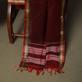 Maroon - Dharwad Woven Mercerised Cotton 3pc Unstitched Dress Material Suit Set 45