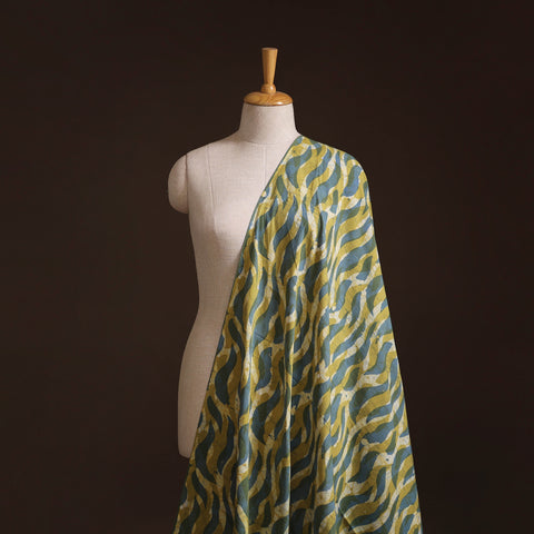 Green - Kutch Hand Batik Print Pure Cotton Fabric 11