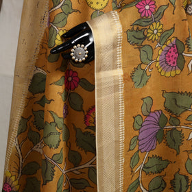 Srikalahasti Pen Work Kalamkari Bangalore Silk Floral Handpainted Dupatta 29