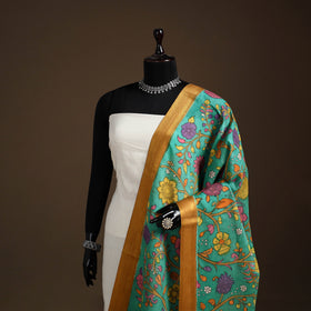 Srikalahasti Pen Work Kalamkari Bangalore Silk Floral Handpainted Dupatta 30