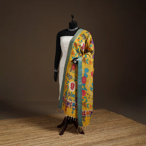 Srikalahasti Pen Work Kalamkari Bangalore Silk Floral Handpainted Dupatta 31