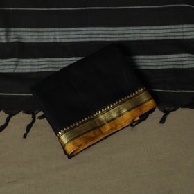 Black - Dharwad Woven Mercerised Cotton 3pc Unstitched Dress Material Suit Set 47