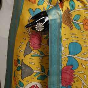 Srikalahasti Pen Work Kalamkari Bangalore Silk Floral Handpainted Dupatta 31