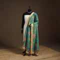 Srikalahasti Pen Work Kalamkari Bangalore Silk Floral Handpainted Dupatta 32