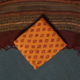 Bagh Hand Block Print Natural Dyed Kota Doria Cotton 3pc Unstitched Dress Material Suit Set 17