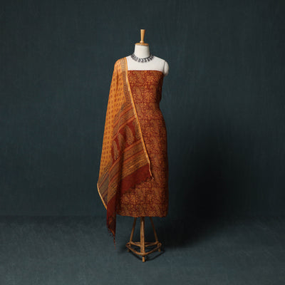Bagh Hand Block Print Natural Dyed Kota Doria Cotton 3pc Unstitched Dress Material Suit Set 17