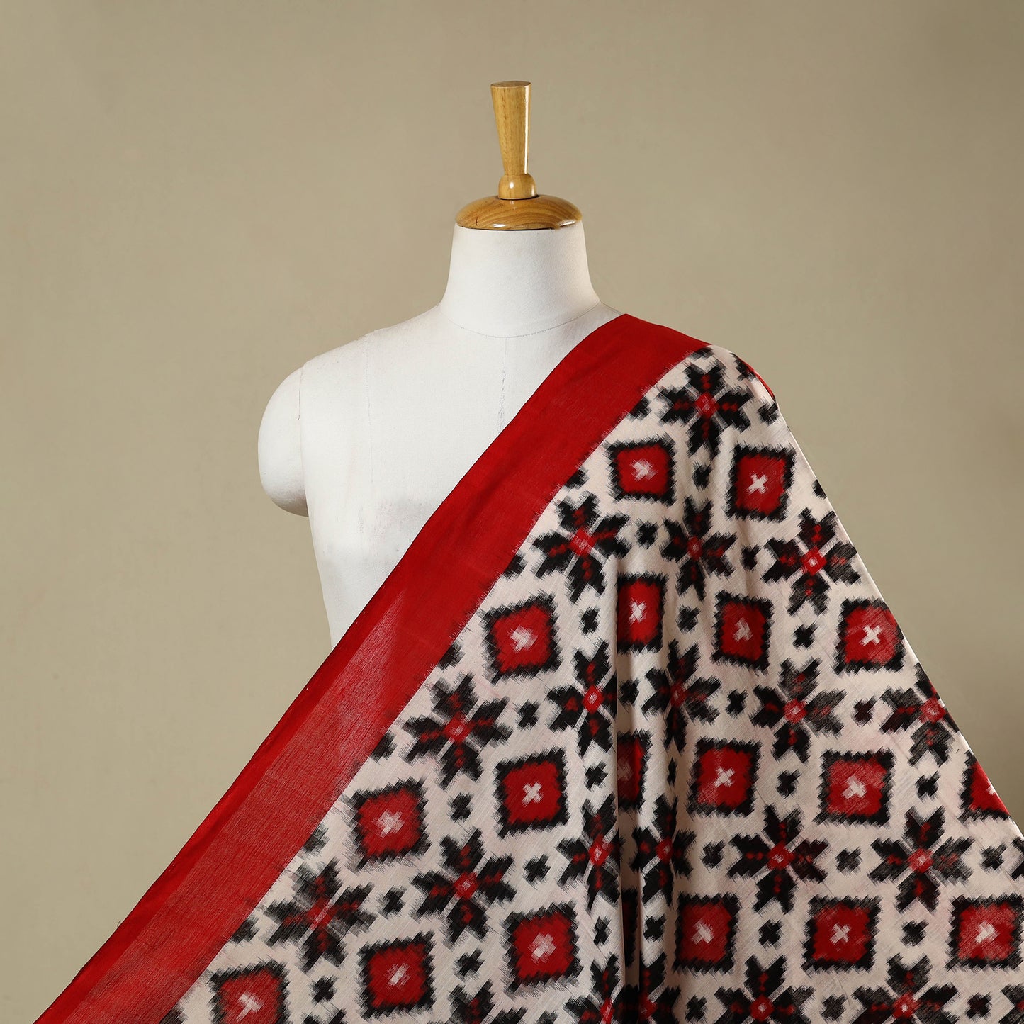 Beige - telia rumal handloom cotton pochampally double ikat