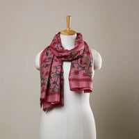 Pink - Handloom Silk Bengal Kantha Work Stole 21