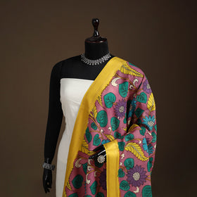 Srikalahasti Pen Work Kalamkari Bangalore Silk Floral Handpainted Dupatta 35