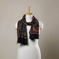 Black - Handloom Silk Bengal Kantha Work Stole 24