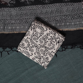 Bagh Hand Block Print Natural Dyed Kota Doria Cotton 3pc Unstitched Dress Material Suit Set 19