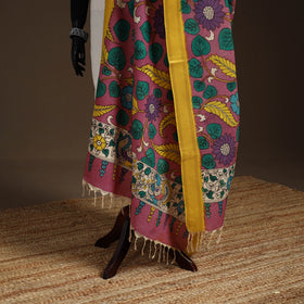 Srikalahasti Pen Work Kalamkari Bangalore Silk Floral Handpainted Dupatta 35