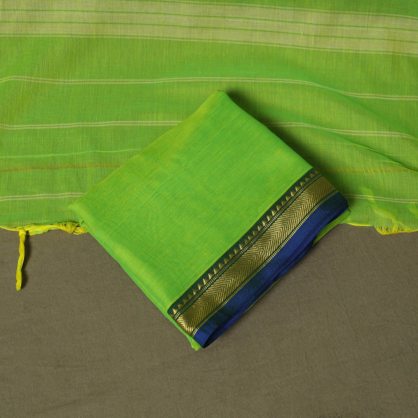 Green - Dharwad Woven Mercerised Cotton 3pc Unstitched Dress Material Suit Set 50