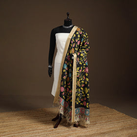 Srikalahasti Pen Work Kalamkari Bangalore Silk Floral Handpainted Dupatta 38