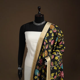 Srikalahasti Pen Work Kalamkari Bangalore Silk Floral Handpainted Dupatta 38