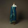 Green - Dharwad Woven Mercerised Cotton 3pc Unstitched Dress Material Suit Set 53