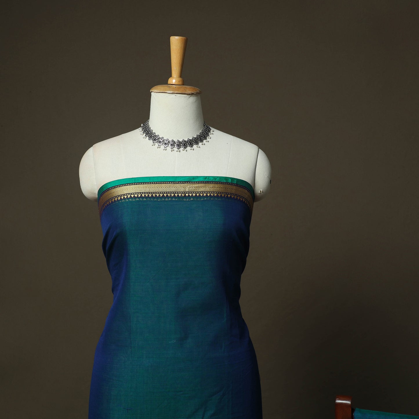 Green - Dharwad Woven Mercerised Cotton 3pc Unstitched Dress Material Suit Set 53
