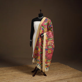Srikalahasti Pen Work Kalamkari Bangalore Silk Floral Handpainted Dupatta 39