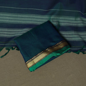 Green - Dharwad Woven Mercerised Cotton 3pc Unstitched Dress Material Suit Set 53