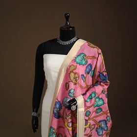 Srikalahasti Pen Work Kalamkari Bangalore Silk Floral Handpainted Dupatta 40