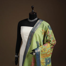 Srikalahasti Pen Work Kalamkari Bangalore Silk Floral Handpainted Dupatta 41