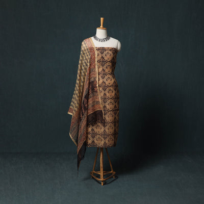 Bagh Hand Block Print Natural Dyed Kota Doria Cotton 3pc Unstitched Dress Material Suit Set 23