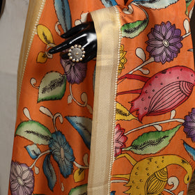 Srikalahasti Pen Work Kalamkari Bangalore Silk Floral Handpainted Dupatta 42