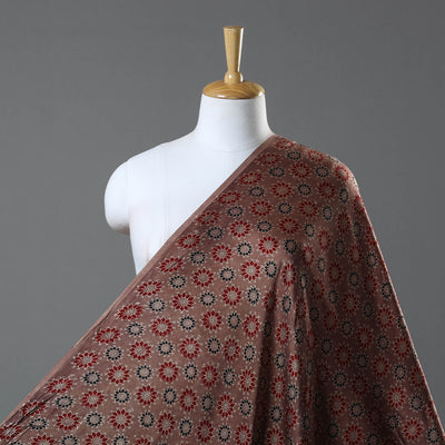 Brown - Modal Silk Ajrakh Print Fabric 07