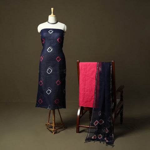 Kota Doria Cotton Shibori Tie-Dye 3pc Unstitched Dress Material 02