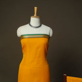 Orange - Dharwad Woven Mercerised Cotton 3pc Unstitched Dress Material Suit Set 56