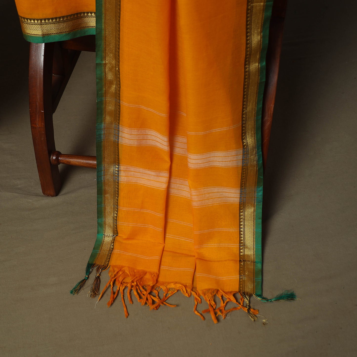 Orange - Dharwad Woven Mercerised Cotton 3pc Unstitched Dress Material Suit Set 56