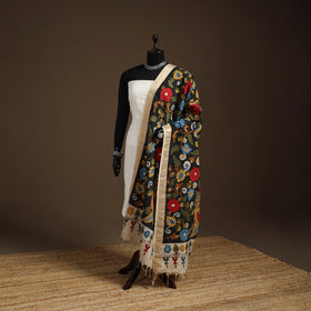 Srikalahasti Pen Work Kalamkari Bangalore Silk Floral Handpainted Dupatta 44