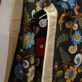Srikalahasti Pen Work Kalamkari Bangalore Silk Floral Handpainted Dupatta 44