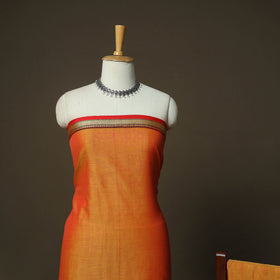 Orange - Dharwad Woven Mercerised Cotton 3pc Unstitched Dress Material Suit Set 57