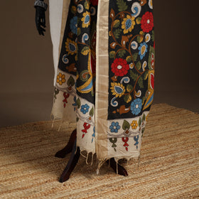 Srikalahasti Pen Work Kalamkari Bangalore Silk Floral Handpainted Dupatta 44
