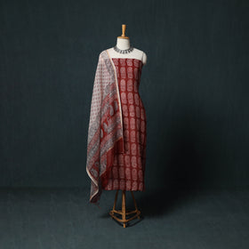 Bagh Hand Block Print Natural Dyed Kota Doria Cotton 3pc Unstitched Dress Material Suit Set 26
