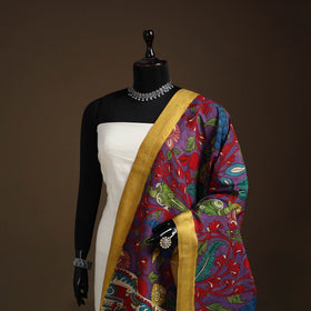 Srikalahasti Pen Work Kalamkari Bangalore Silk Figure Handpainted Dupatta 46