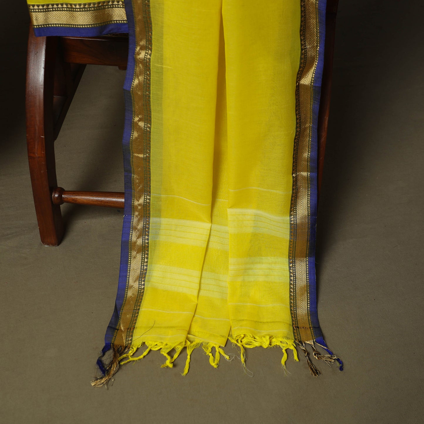 Yellow - Dharwad Woven Mercerised Cotton 3pc Unstitched Dress Material Suit Set 58