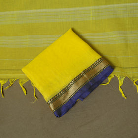 Yellow - Dharwad Woven Mercerised Cotton 3pc Unstitched Dress Material Suit Set 58