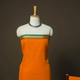 Orange - Dharwad Woven Mercerised Cotton 3pc Unstitched Dress Material Suit Set 59